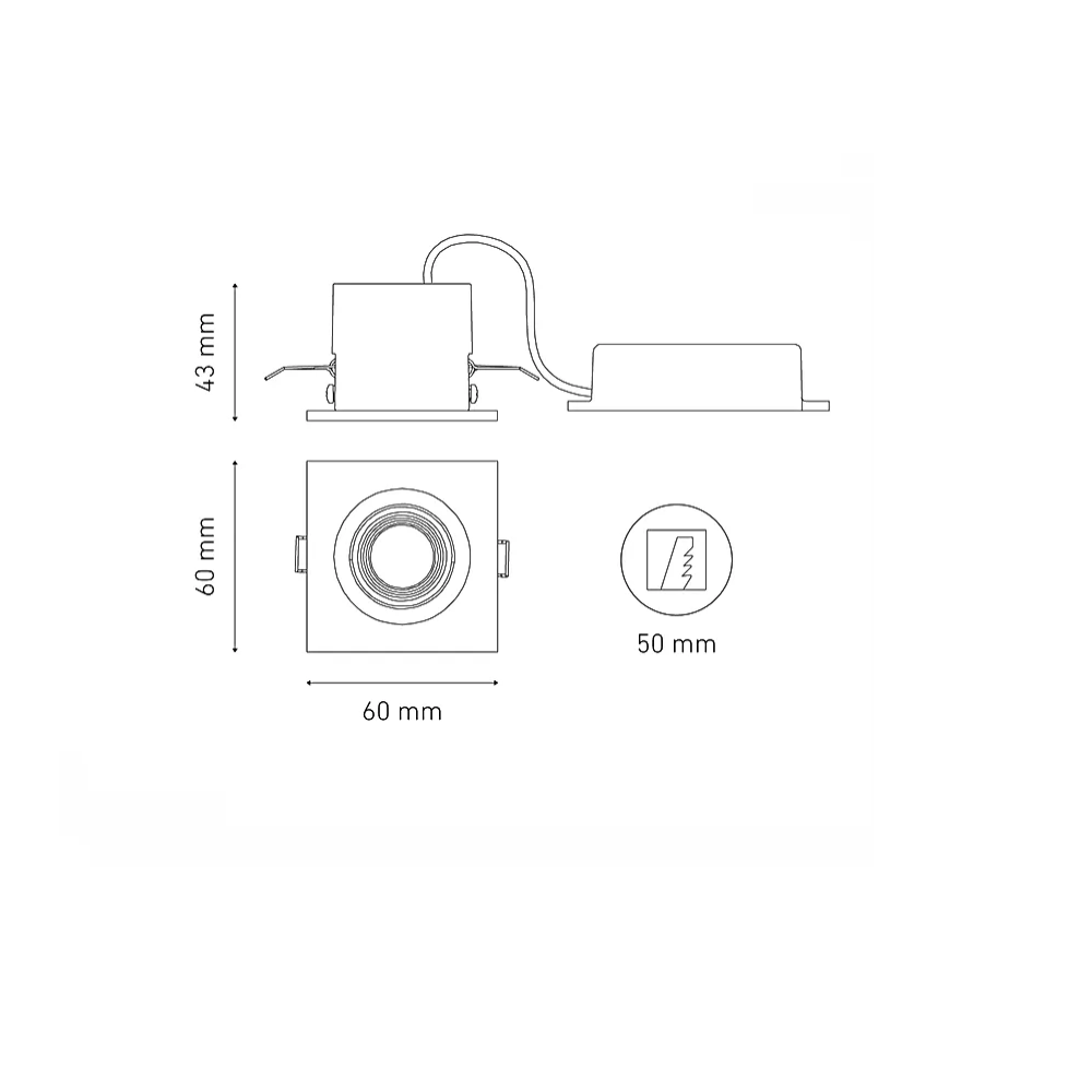 Luminario downlight LED FLASH D I 20° 4.4W luz cálida 3000K Negro L5175-YE4 Magg